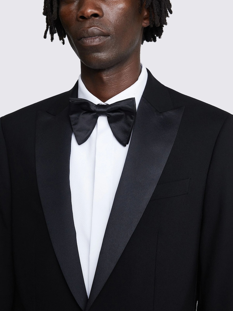 MOSS Black Tailored Fit Tuxedo Suit: Jacket - Image 5 of 6