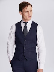 MOSS Blue Slim Fit Twisted Suit: Waistcoat - Image 1 of 4