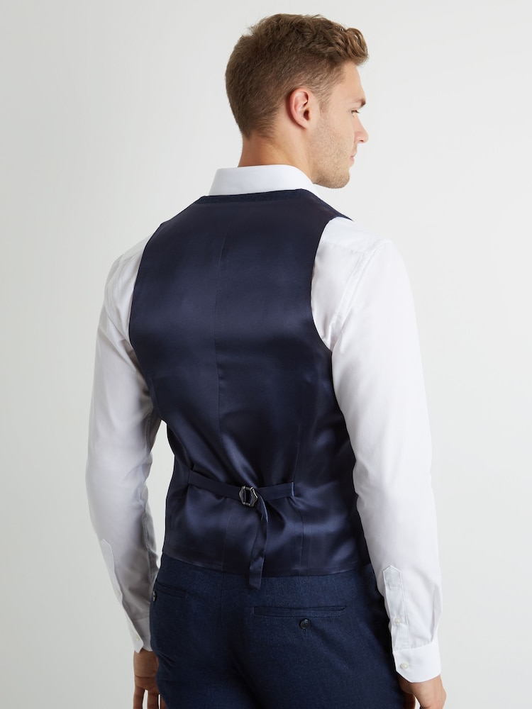MOSS Blue Slim Fit Twisted Suit: Waistcoat - Image 4 of 4
