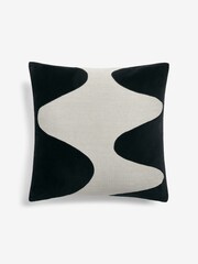 Black/White 50 x 50cm Wave Cushion - Image 3 of 6