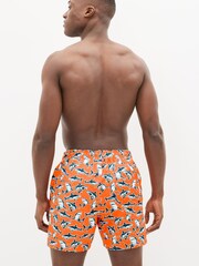 Orange Shark Print Printed Swim Shorts - Image 3 of 4