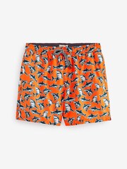 Orange Shark Print Printed Swim Shorts - Image 4 of 4