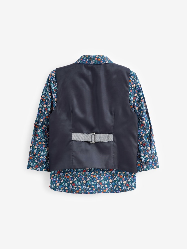 Chambray Blue Waistcoat Set With Shirt & Bow Tie (3mths-7yrs) - Image 2 of 3 Chambray Blue Waistcoat Set With Shirt & Bow Tie (3mths-7yrs) - Image 2 of 3
