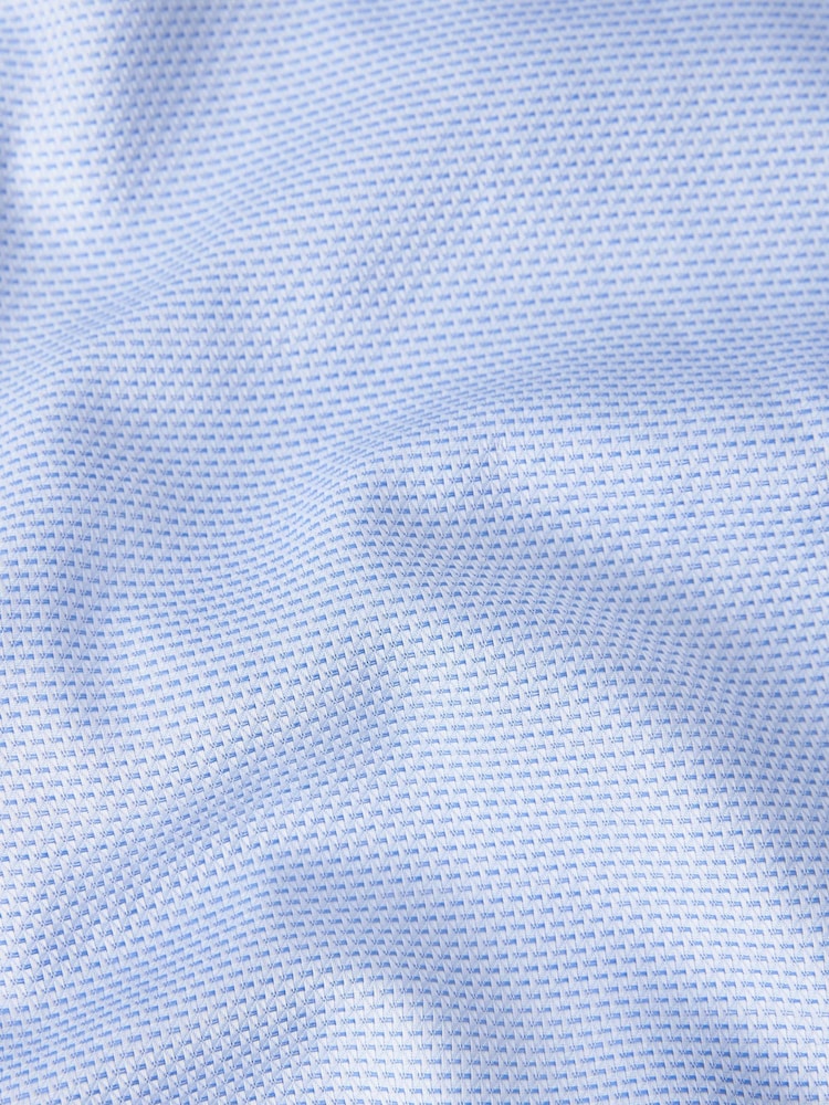 Blue Slim Fit Double Cuff Signature Textured Shirt With Trim Detail - Image 8 of 8