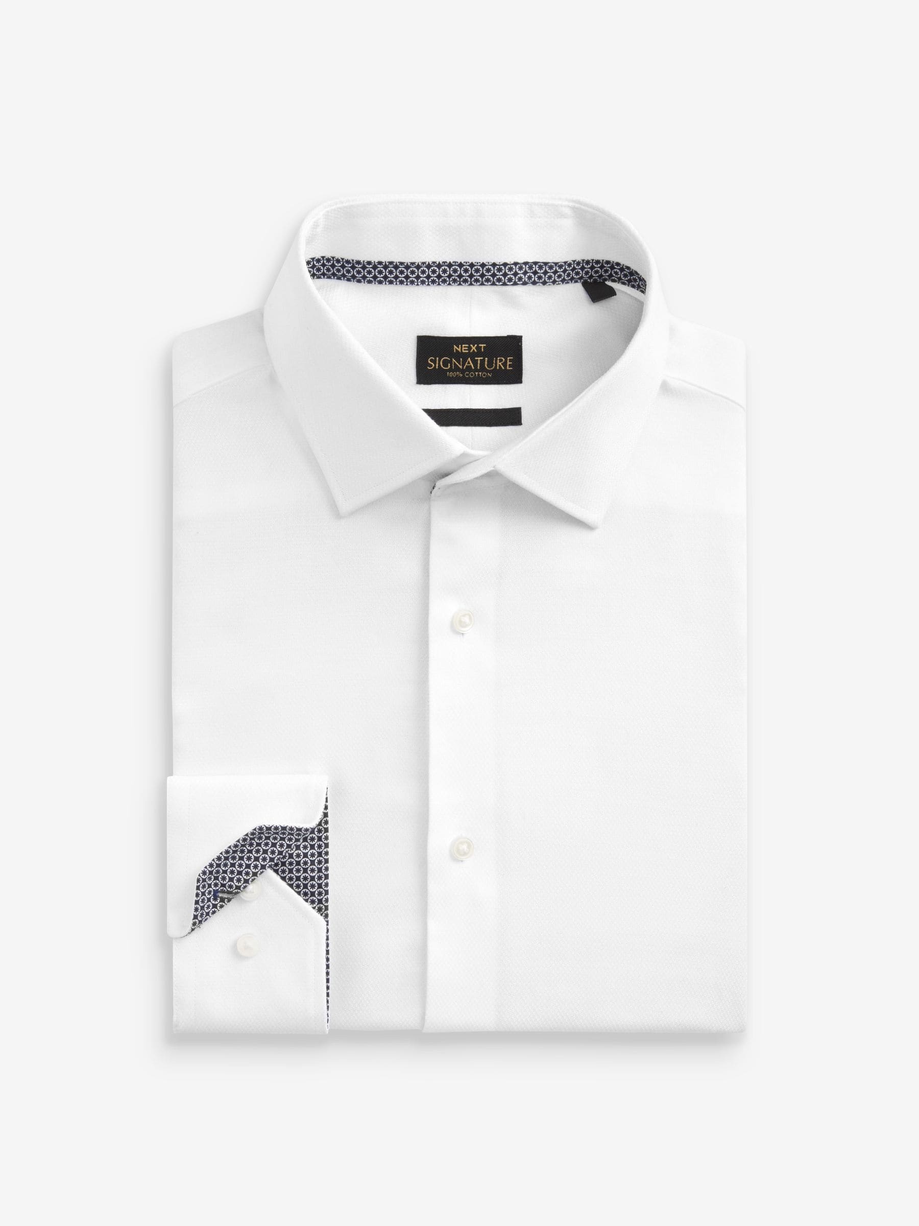 Buy White Slim Fit Signature Premium 100% Cotton Textured Buy White Slim Fit Signature Premium 100% Cotton Textured