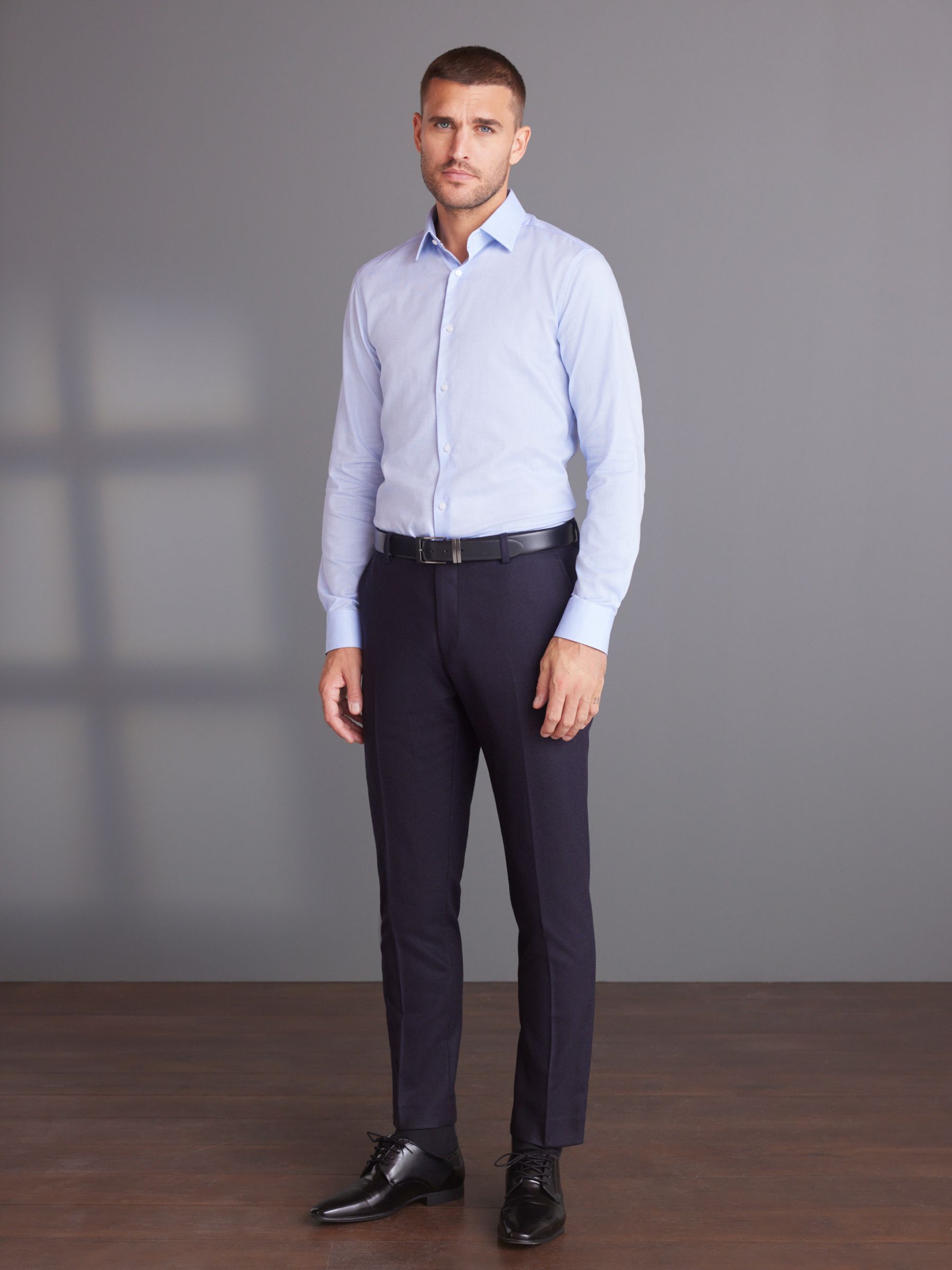 Buy Light Blue Slim Fit Signature Premium 100% Cotton