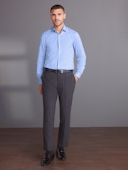 Blue Regular Fit Signature Premium 100% Cotton Textured Long Sleeve Single Cuff Shirt - Image 2 of 7