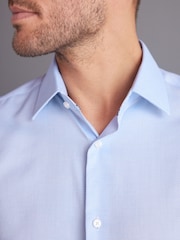 Blue Regular Fit Signature Premium 100% Cotton Textured Long Sleeve Single Cuff Shirt - Image 5 of 7