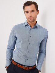 Navy Blue Slim Fit Single Cuff Crease Resistant Single Cuff Shirts 3 Pack - Image 2 of 13