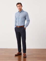 Navy Blue Slim Fit Single Cuff Crease Resistant Single Cuff Shirts 3 Pack - Image 3 of 13