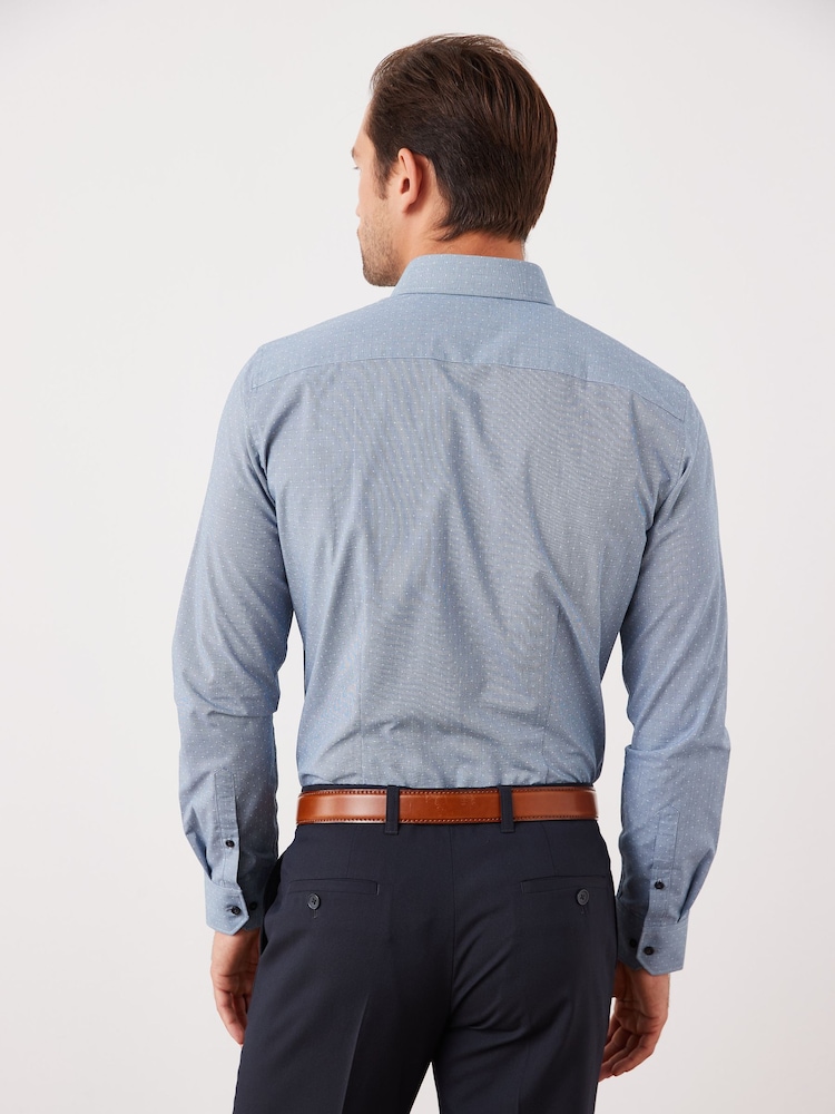Bleu marine - Slim Fit simple manchette - Chemises à simple poignet d'entretien facile 3 Pack - Image 4 of 13