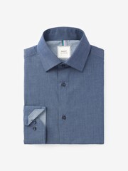 Navy Blue Slim Fit Single Cuff Crease Resistant Single Cuff Shirts 3 Pack - Image 5 of 13