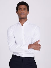 MOSS White Slim Fit Pinpoint Oxford Non Iron 100% Cotton Shirt - Image 1 of 5