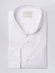 MOSS White Slim Fit Pinpoint Oxford Non Iron 100% Cotton Shirt - Image 4 of 5