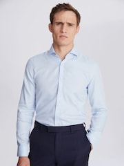 MOSS Royal Blue Slim Oxford Non Iron 100% Cotton Shirt - Image 1 of 4