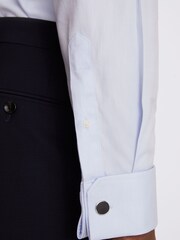 MOSS Sky Blue Tailored Fit Double Cuff Non Iron Twill 100% Cotton Shirt - Image 2 of 4