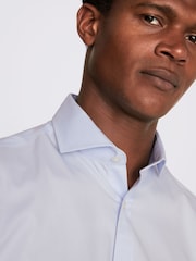 MOSS Sky Blue Tailored Fit Double Cuff Non Iron Twill 100% Cotton Shirt - Image 3 of 4