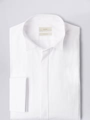 MOSS White Tailored Fit Wing Collar Pleated 100% Cotton Dress Shirt - Image 4 of 5