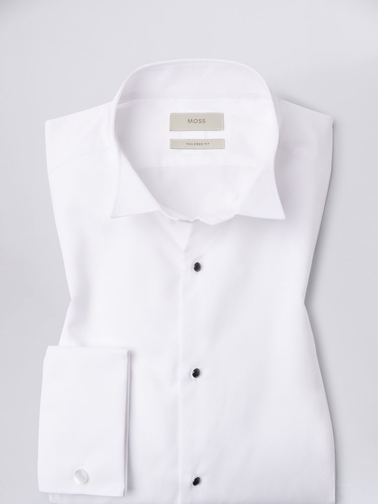 MOSS White Tailored Wing Collar Marcella 100% Cotton Dress Shirt - Image 4 of 5