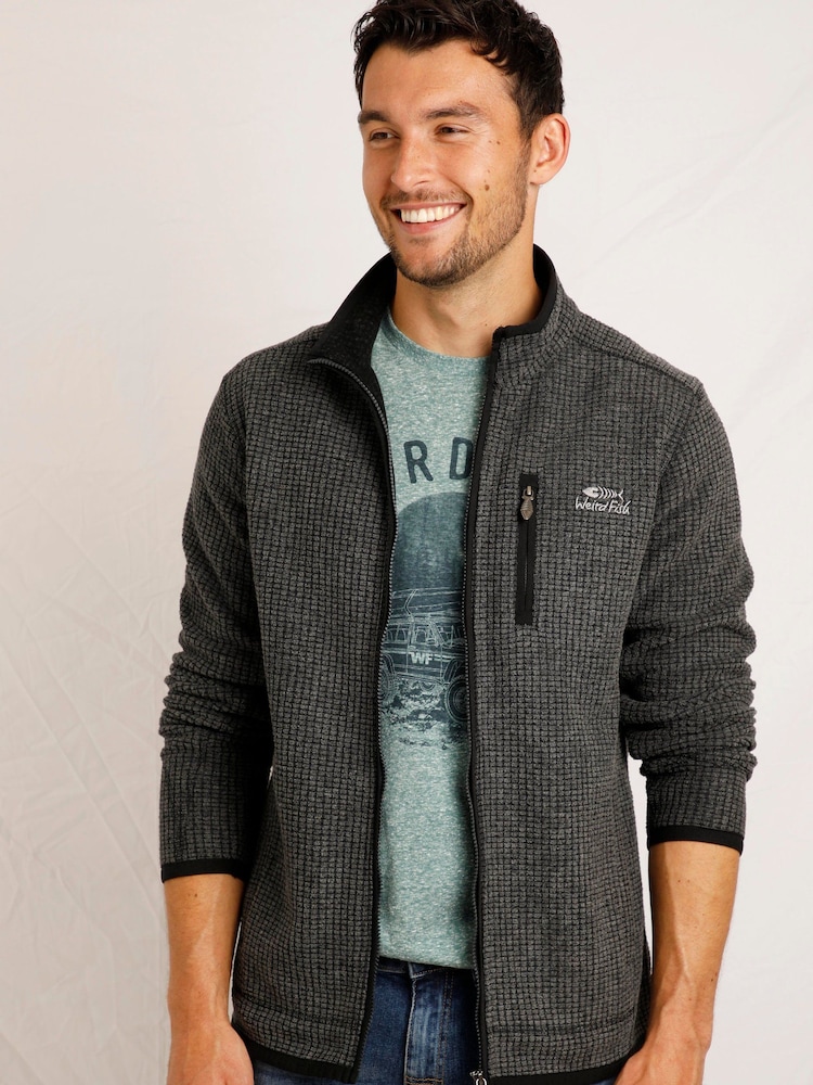 Weird Fish Rossten Recycled Full Zip Grid Fleece - Image 1 of 5