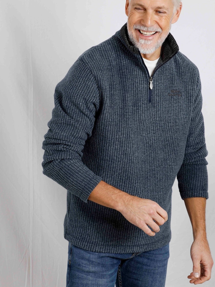 Weird Fish Navy Newark Quarter Zip Grid Fleece - Image 1 of 6