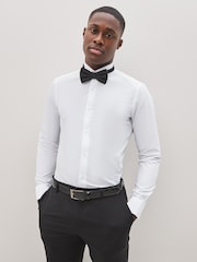 White Skinny Fit Easy Care Single Cuff Wing Collar Smart Shirt - Image 1 of 8