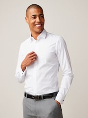 أبيض - تلبيس ضيق - Easy Care Double Cuff Smart Shirt - صورة 1 من 7