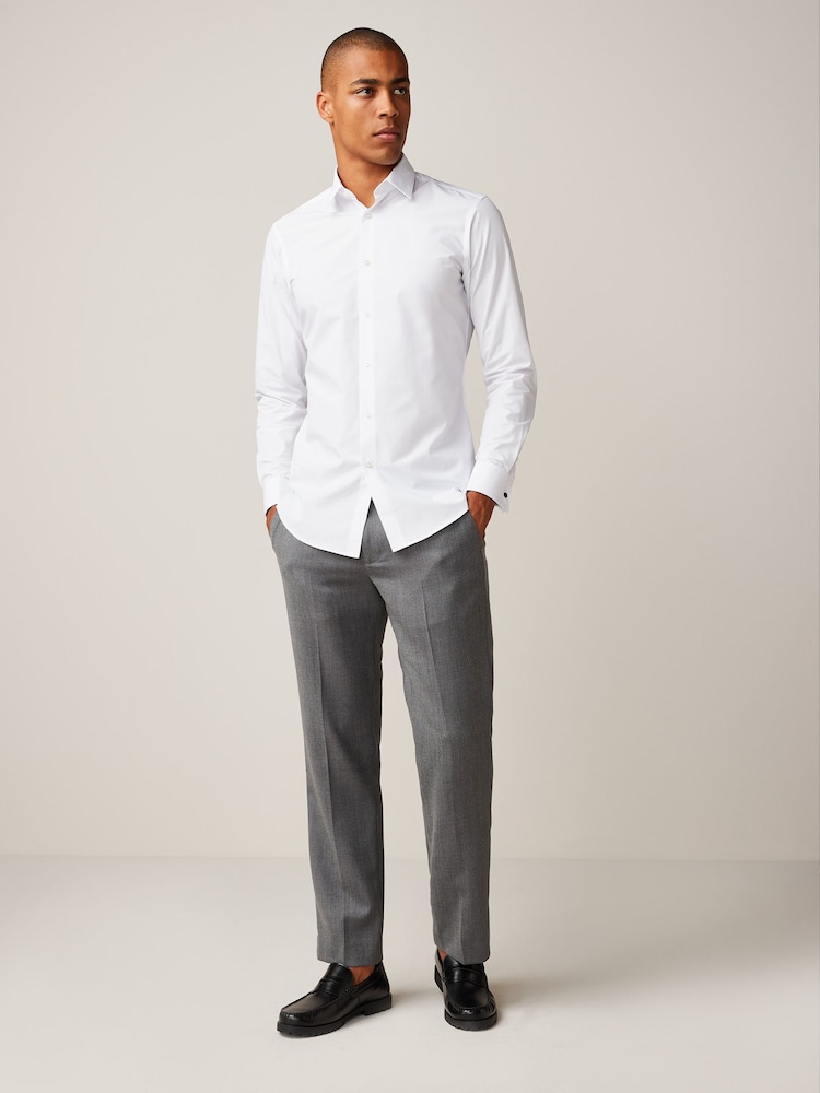 أبيض - تلبيس ضيق - Easy Care Double Cuff Smart Shirt - صورة 2 من 7
