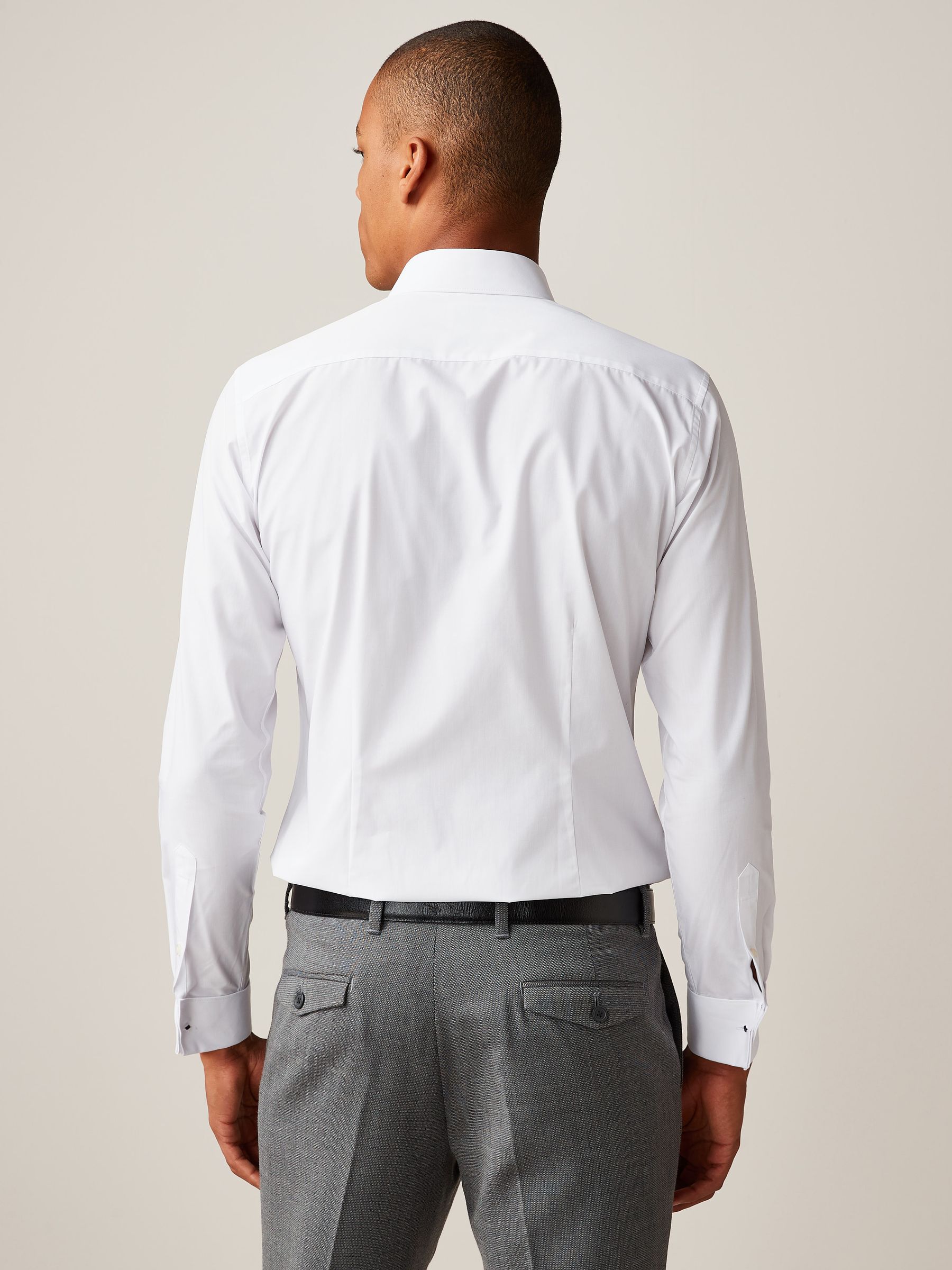 Buy White Slim Fit Easy Care Double Cuff Smart Shirt from