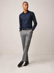 Blue Navy Slim Fit Easy Care Single Cuff Smart Shirt - Image 2 of 7