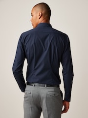Blue Navy Slim Fit Easy Care Single Cuff Smart Shirt - Image 3 of 7