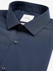 Blue Navy Slim Fit Easy Care Single Cuff Smart Shirt - Image 6 of 7