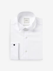 White Slim Fit Easy Care Double Cuff Wing Collar Smart Shirt - Image 4 of 6