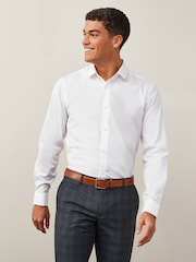 White Regular Fit Easy Care Double Cuff Smart Shirt - Image 1 of 7