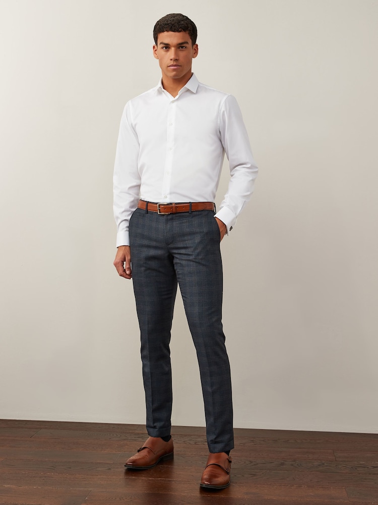 White Regular Fit Easy Care Double Cuff Smart Shirt - Image 2 of 7