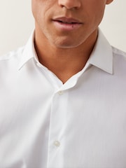 White Regular Fit Easy Care Double Cuff Smart Shirt - Image 4 of 7