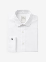 White Regular Fit Easy Care Double Cuff Smart Shirt - Image 5 of 7
