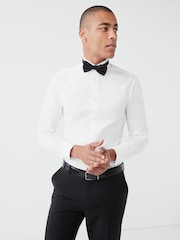 White Slim Fit Easy Care Single Cuff Wing Collar Smart Shirt - Image 1 of 7