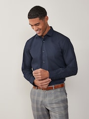 Blue Navy Regular Fit Easy Care Single Cuff Smart Shirt - Image 2 of 7