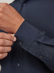 Blue Navy Regular Fit Easy Care Single Cuff Smart Shirt - Image 4 of 7