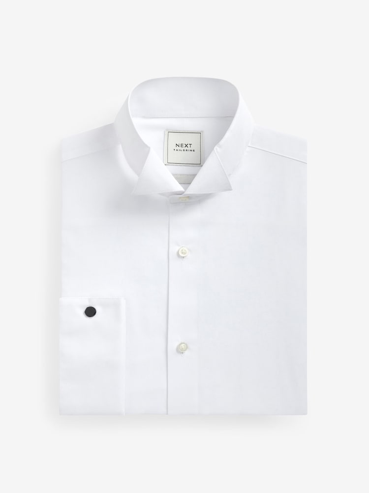 White Regular Fit Easy Care Double Cuff Wing Collar Smart Shirt - Image 1 of 3