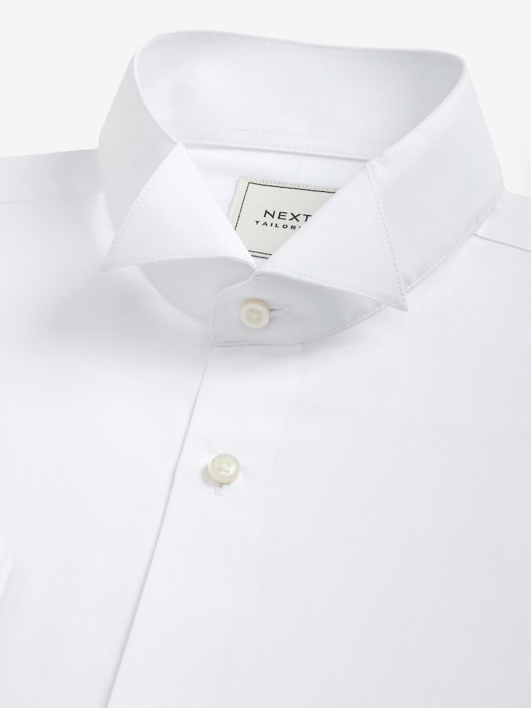 White Regular Fit Easy Care Double Cuff Wing Collar Smart Shirt - Image 3 of 3