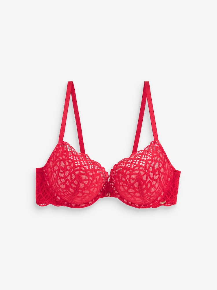 Lipsy Red Pad Plunge Triple Boost Bra - Image 5 of 5