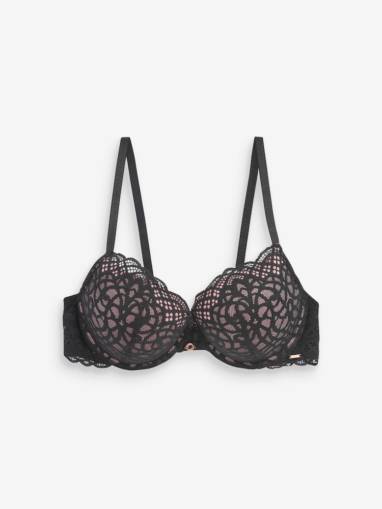 Lipsy Black Pad Plunge Triple Boost Bra - Image 5 of 5