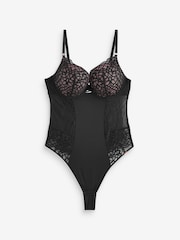 Lipsy Black Swirl Lace Triple Boost Pad Plunge Bodysuit - Image 5 of 5