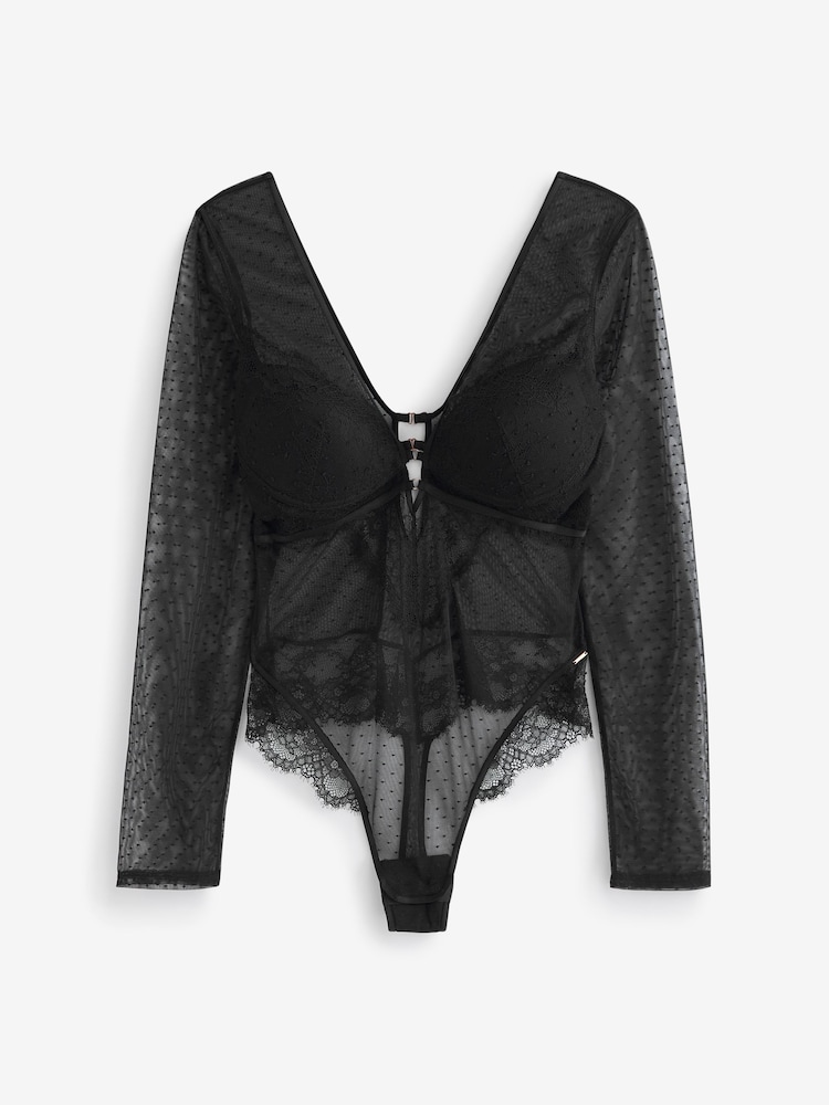 Lipsy Black Long Sleeve Pad Plunge Body - Image 6 of 6