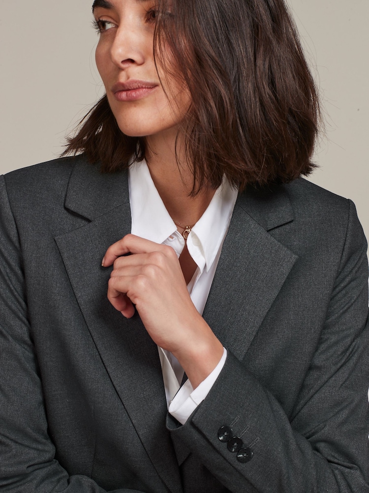 Gris - Veste droite ajustée - Image 5 of 6