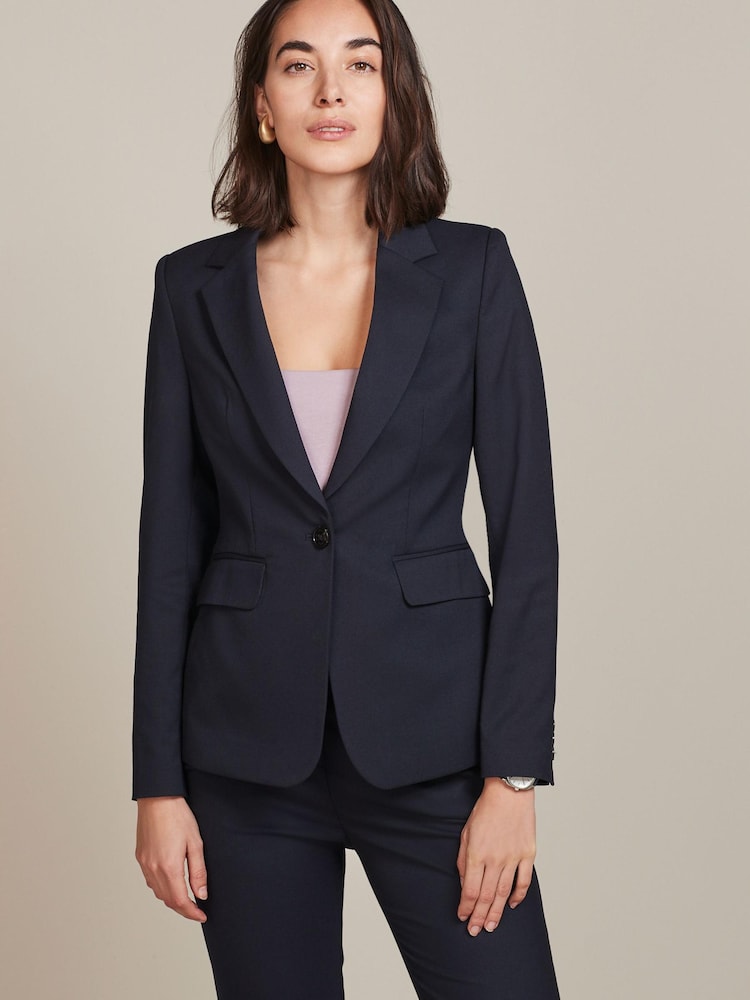 Navy Blue Tailored Single Breasted Jacket - Image 1 of 6
