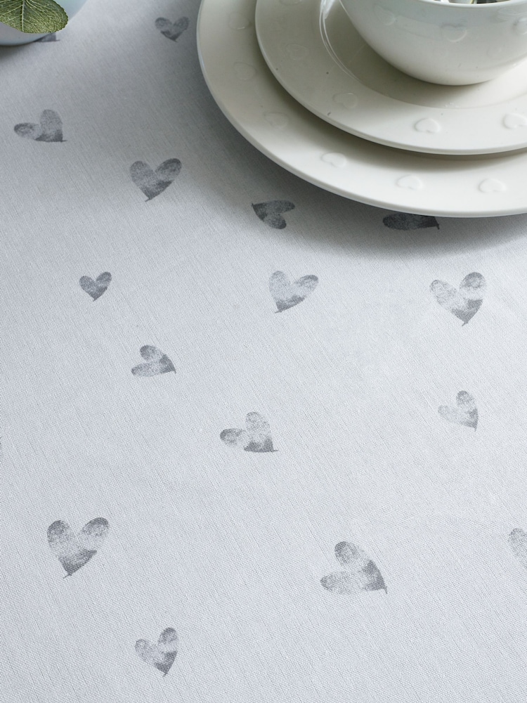 Grey Hearts Tile Wipe Clean Tablecloth - Image 2 of 4