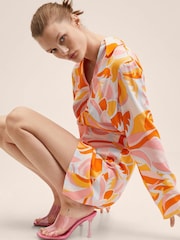 Mango Orange Flowy Printed Summer Dress - Image 1 of 9